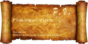 Plakinger Vince névjegykártya